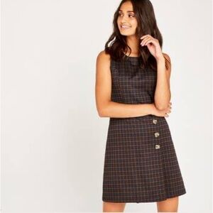 Rust Dogtooth Pinafore Dress
